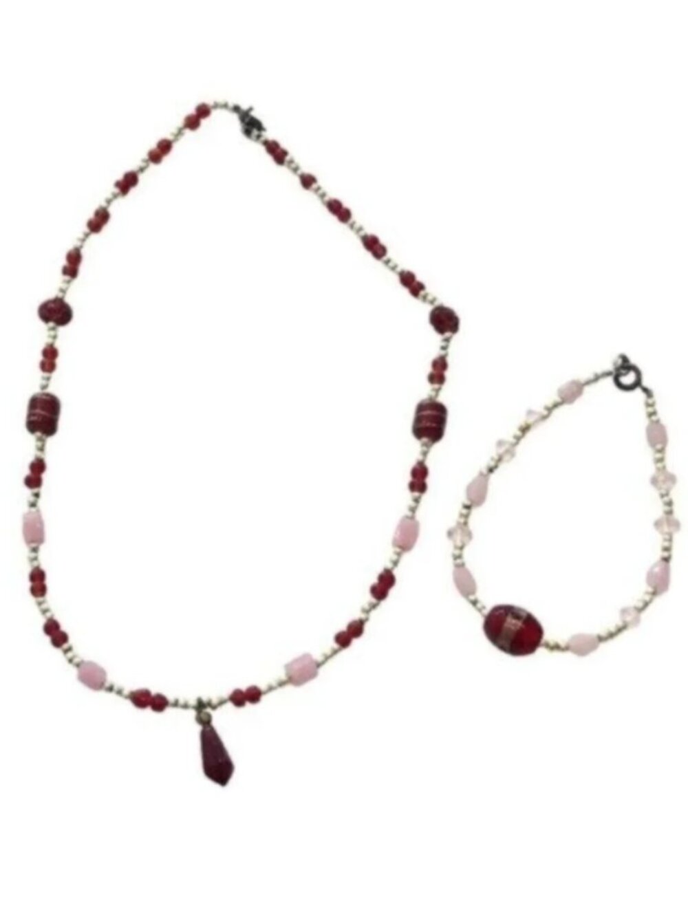 NEW Honora Collection Pink & Burgundy Pearl Necklace & Bracelet Set
